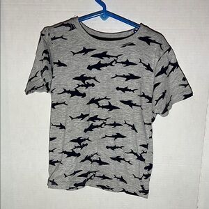 Shark Pattern Kids T-Shirt - Gray